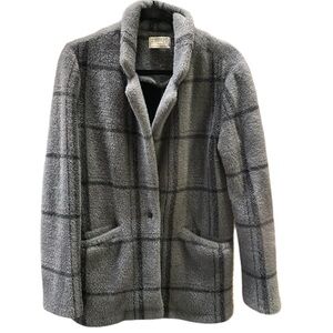 Z Supply Charcoal Windowpane Sweater Blazer Cozy Plaid Jacket Small